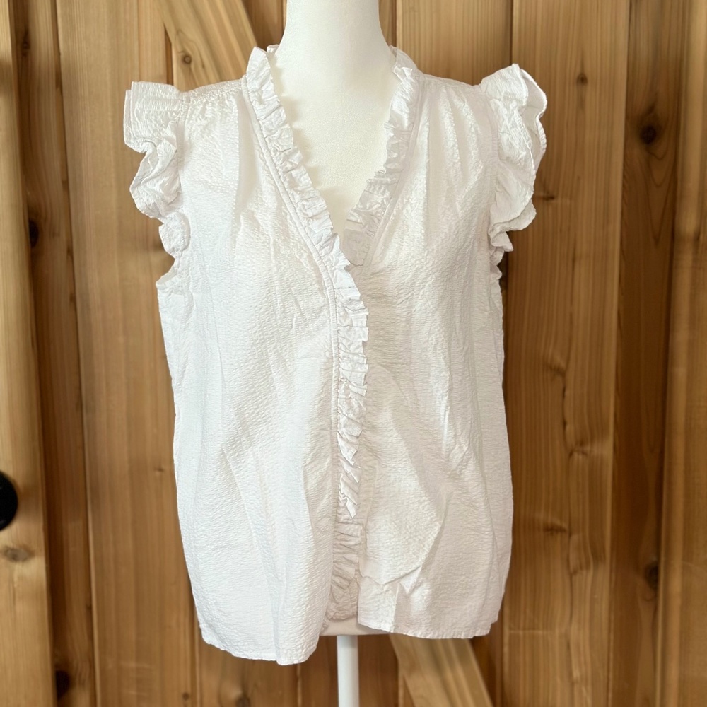 JCrew Sleeveless Ruffle Top